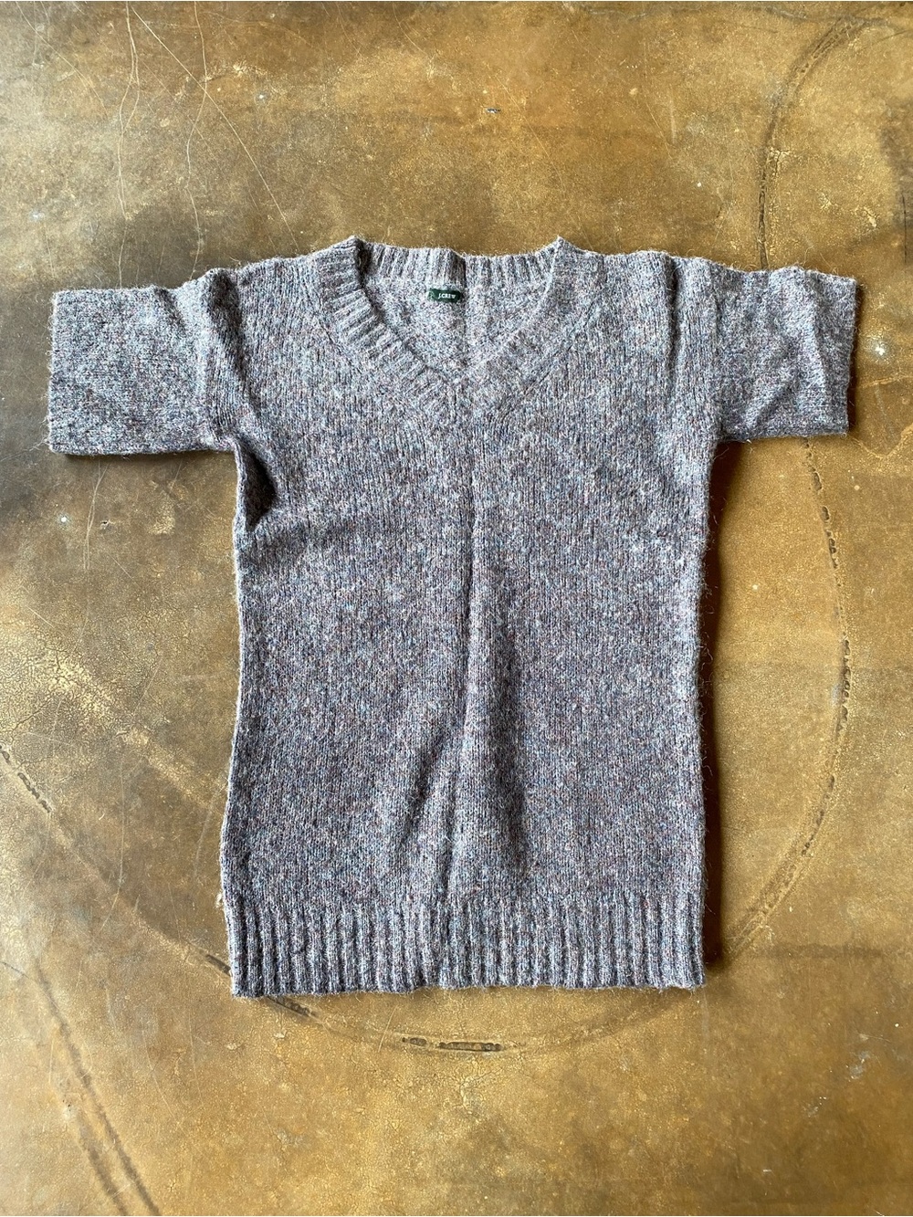 VTG Y2K J. Crew Womens Wool Short Sleeve V-Neck Sweater